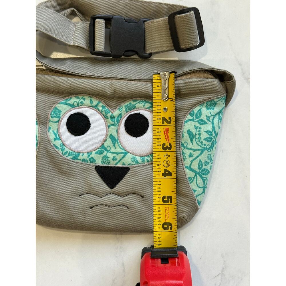 Handmade Owl Fanny Pack Belt Bag Gray Teal Floral Adjustable Waist Hip Bag - Picture 3 of 8